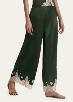 ALICE + OLIVIAAthena Lace-Trim Satin Pants
