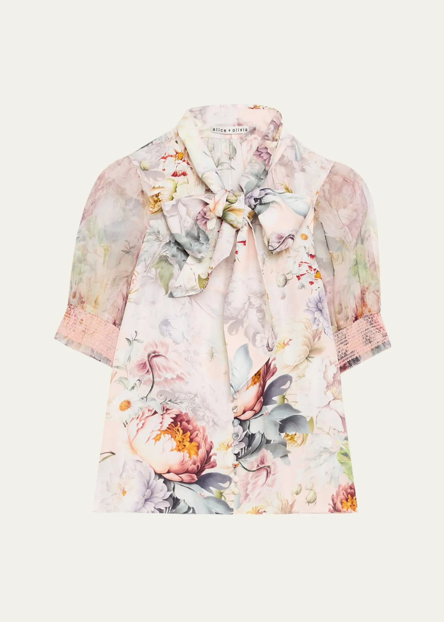 ALICE + OLIVIABrentley Floral Tie-Neck Blouse