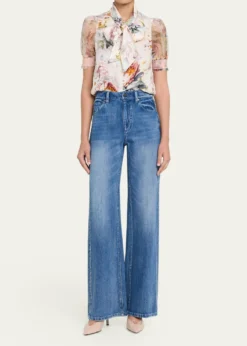 ALICE + OLIVIABrentley Floral Tie-Neck Blouse