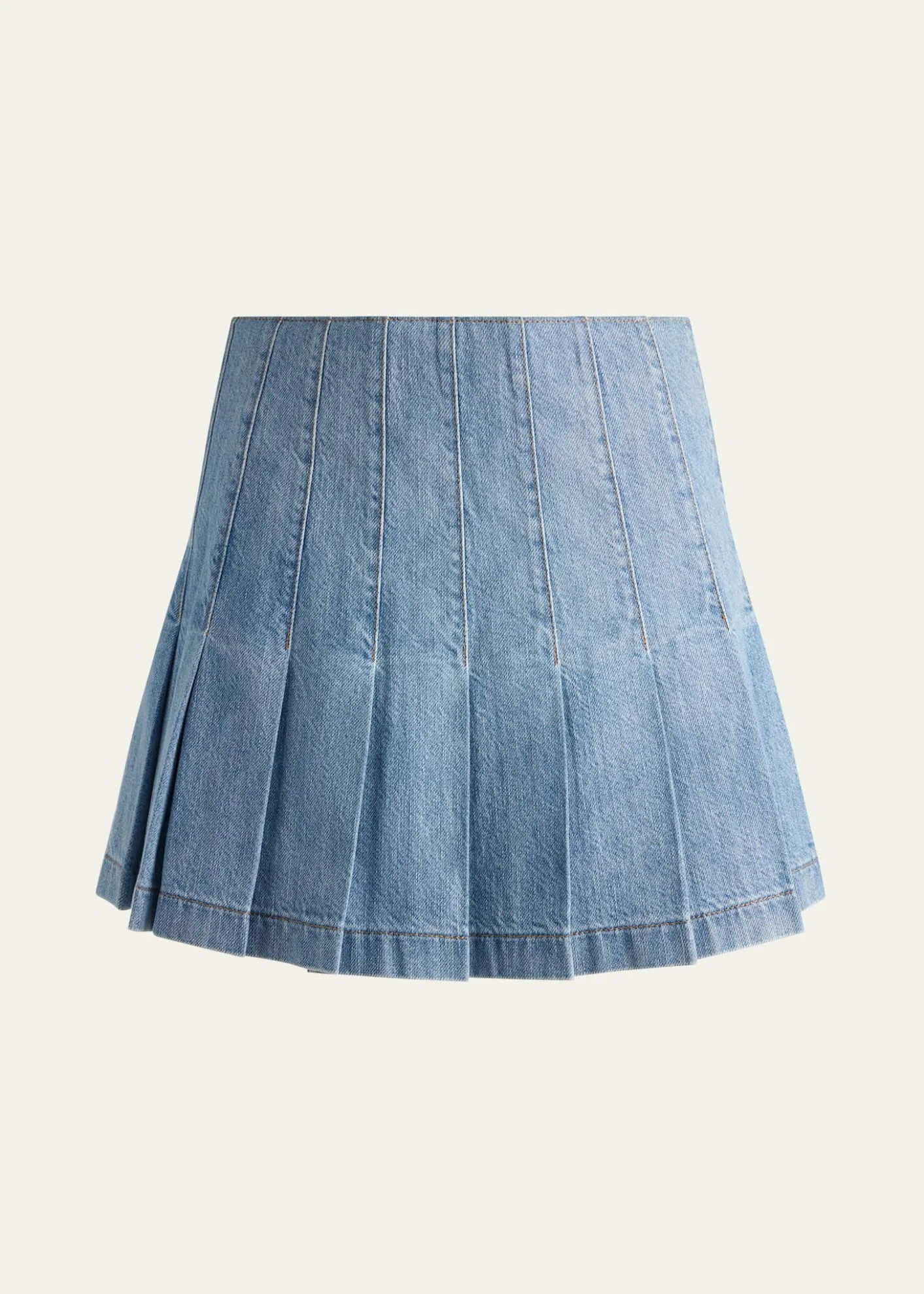 ALICE + OLIVIACarter Pleated Denim Mini Skirt