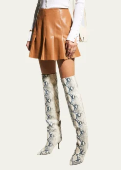 ALICE + OLIVIACarter Vegan Leather Pleated Mini Skirt