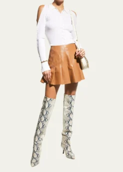 ALICE + OLIVIACarter Vegan Leather Pleated Mini Skirt