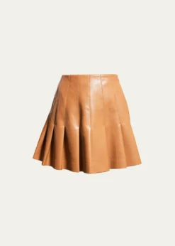 ALICE + OLIVIACarter Vegan Leather Pleated Mini Skirt