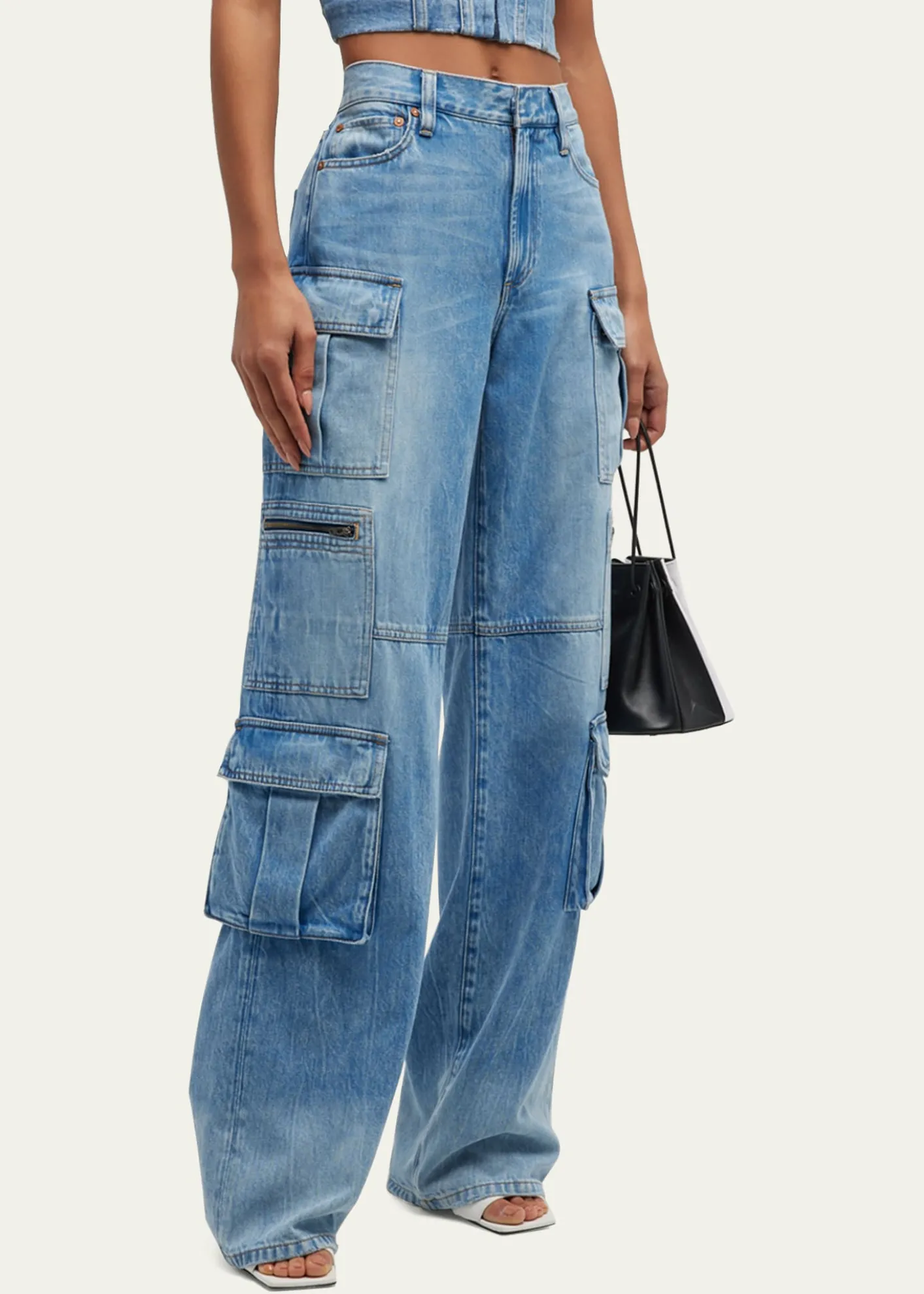 ALICE + OLIVIACay Baggy Denim Cargo Pants