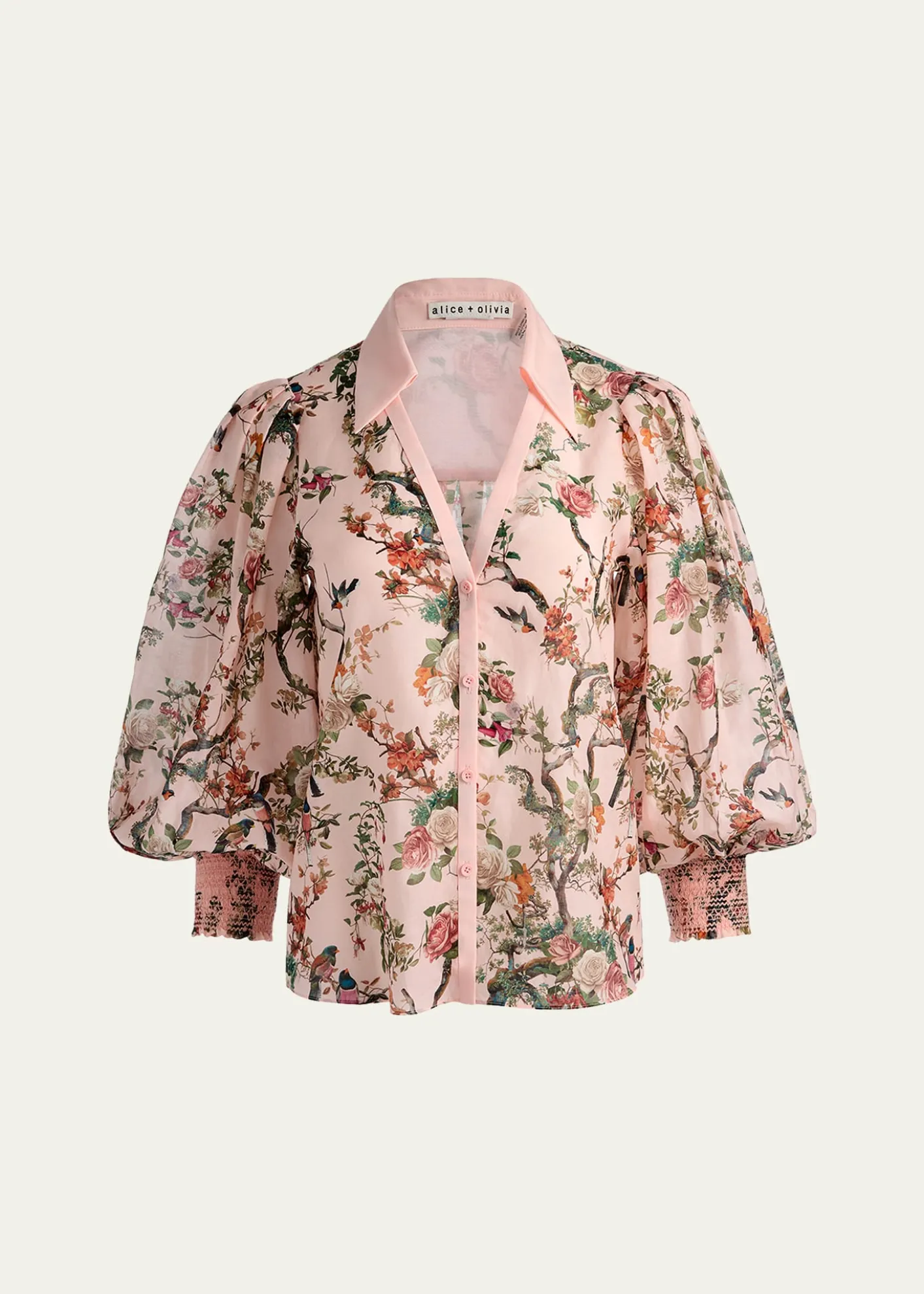 ALICE + OLIVIACharis Floral Button-Front Blouse