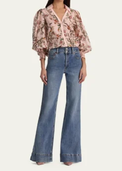 ALICE + OLIVIACharis Floral Button-Front Blouse