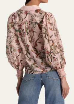 ALICE + OLIVIACharis Floral Button-Front Blouse