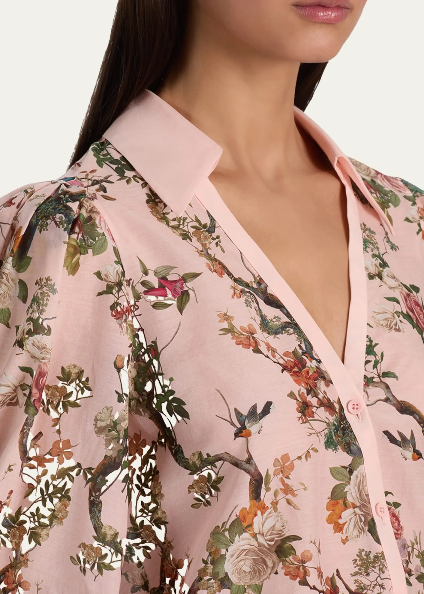 ALICE + OLIVIACharis Floral Button-Front Blouse