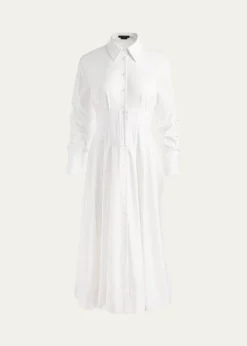ALICE + OLIVIAEdie Corset Button-Front Midi Shirtdress