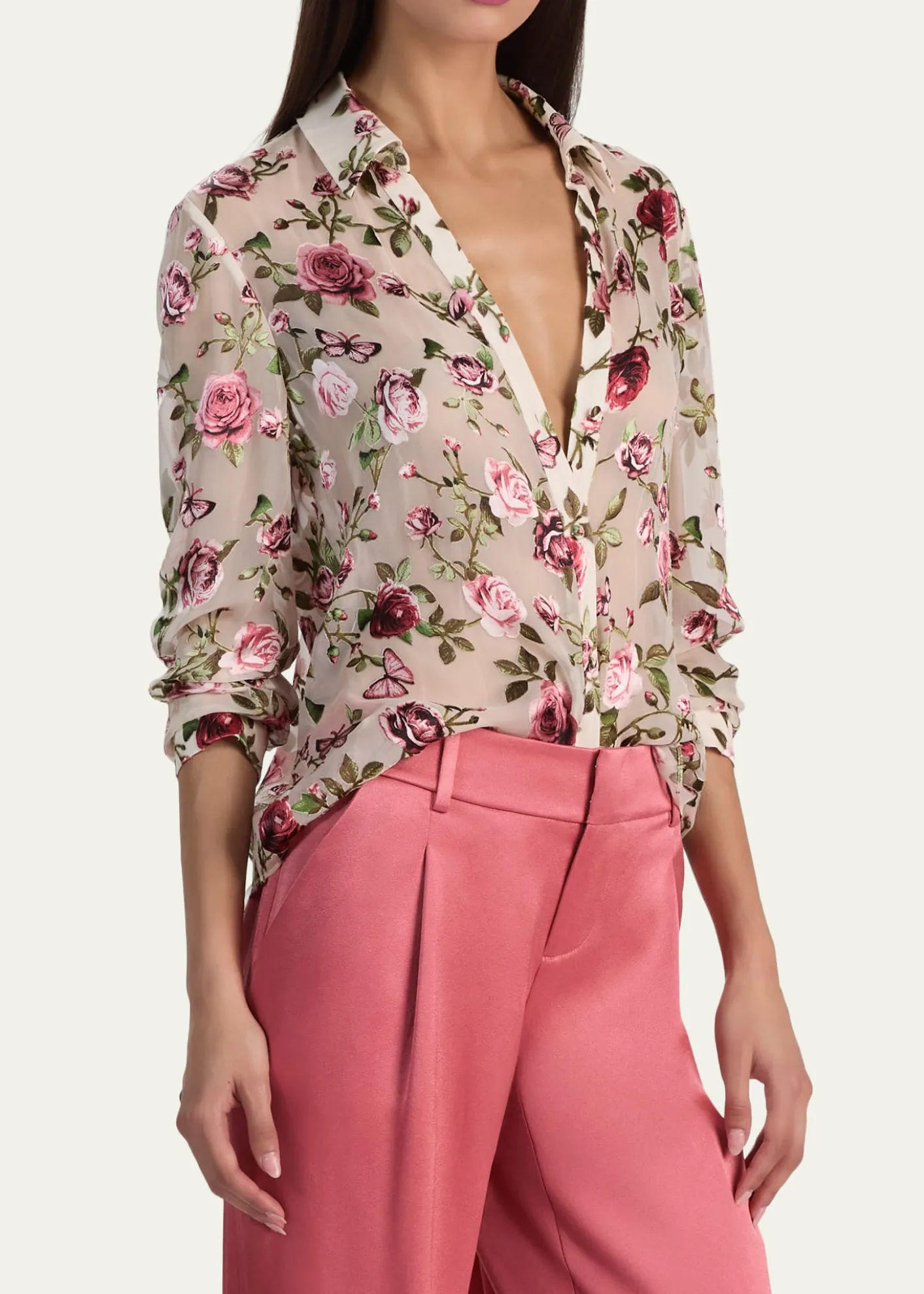 ALICE + OLIVIAEloise Button-Front Blouse