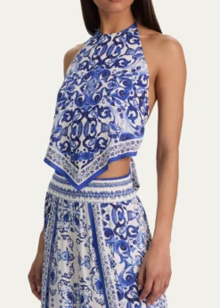 ALICE + OLIVIAFrenchie Handkerchief Halter Top