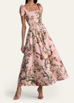 ALICE + OLIVIAHana Floral Tie-Shoulder Maxi Dress