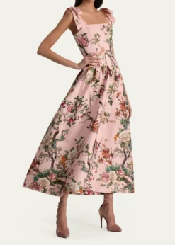 ALICE + OLIVIAHana Floral Tie-Shoulder Maxi Dress