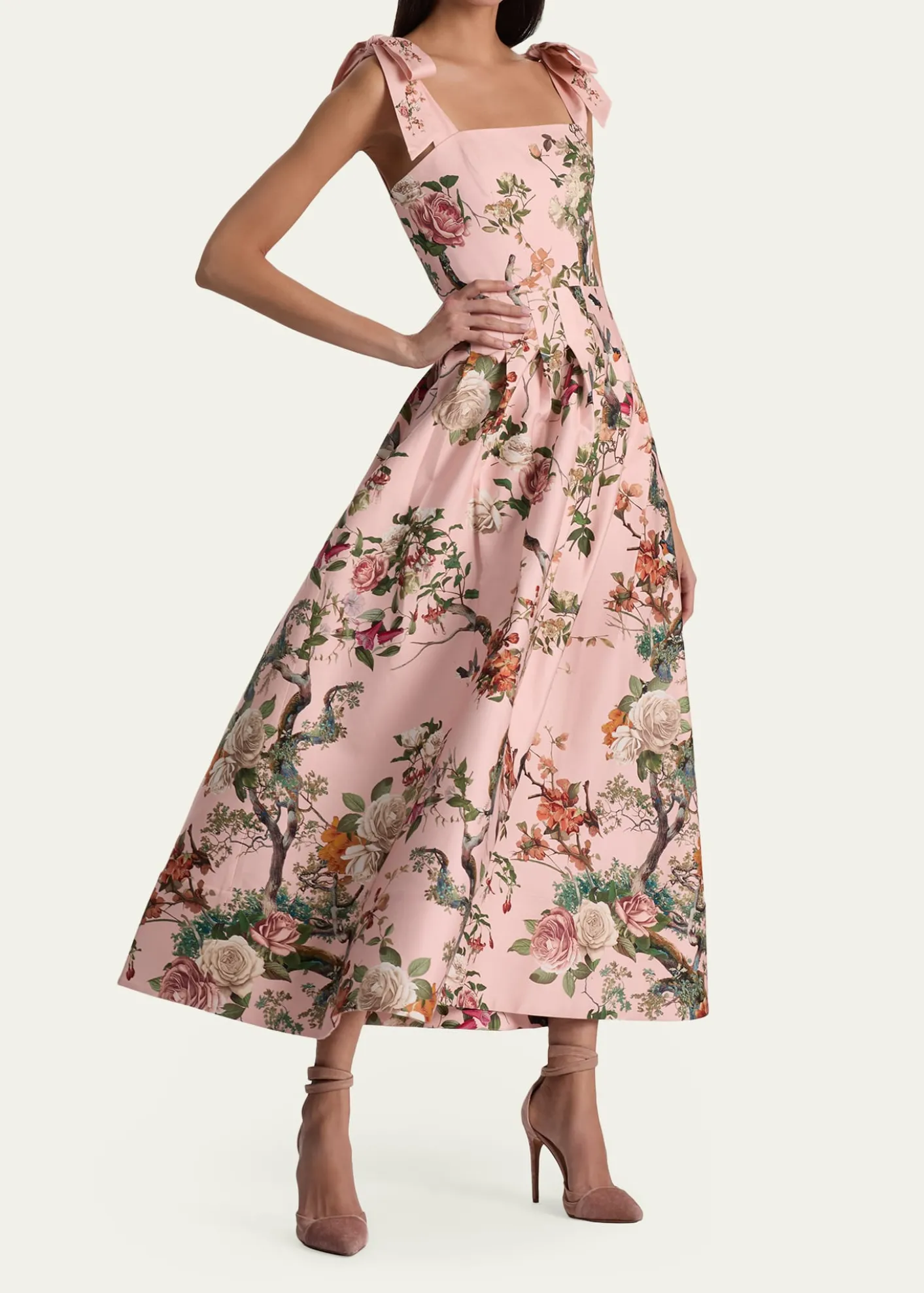 ALICE + OLIVIAHana Floral Tie-Shoulder Maxi Dress