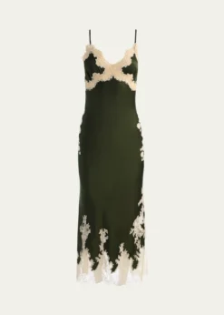 ALICE + OLIVIAJulietta Cutaway Lace-Trim Satin Dress