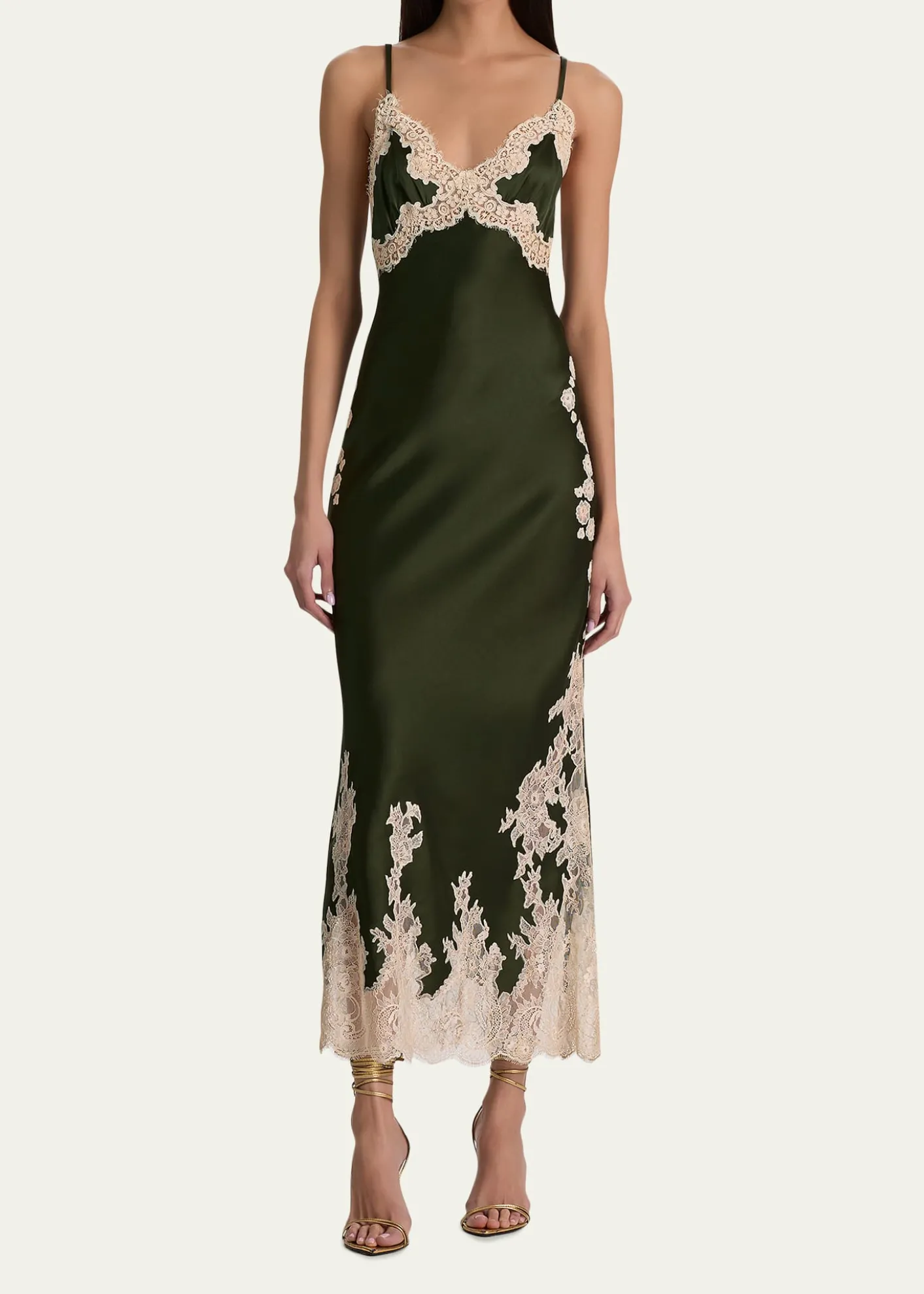 ALICE + OLIVIAJulietta Cutaway Lace-Trim Satin Dress