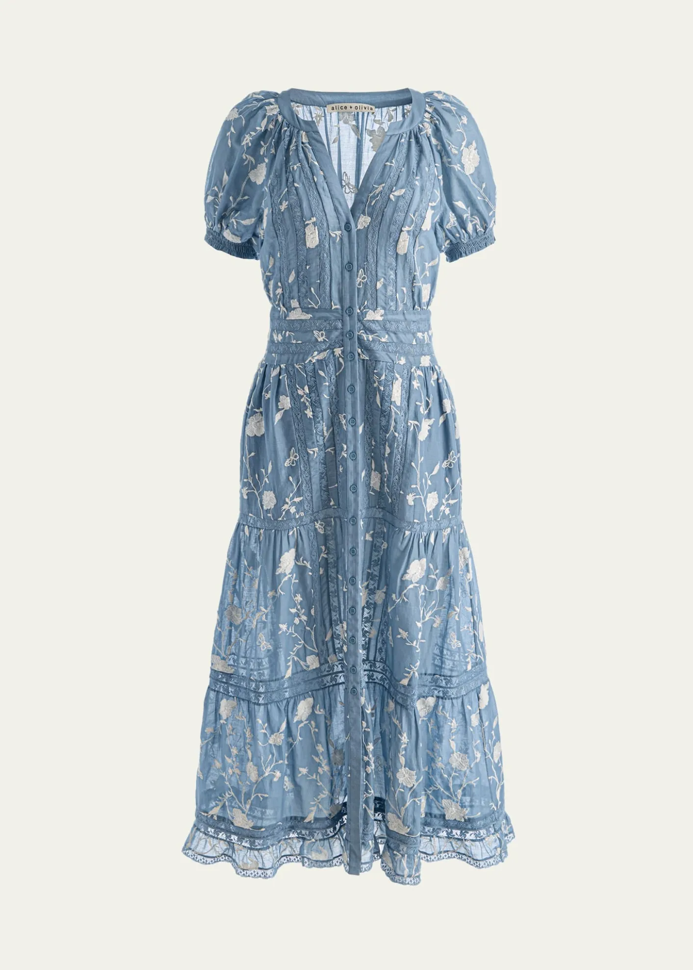 ALICE + OLIVIAKathryn Lace-Trim Midi Shirtdress