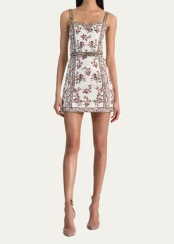 ALICE + OLIVIAKatia Embroidered Jacquard Mini Dress