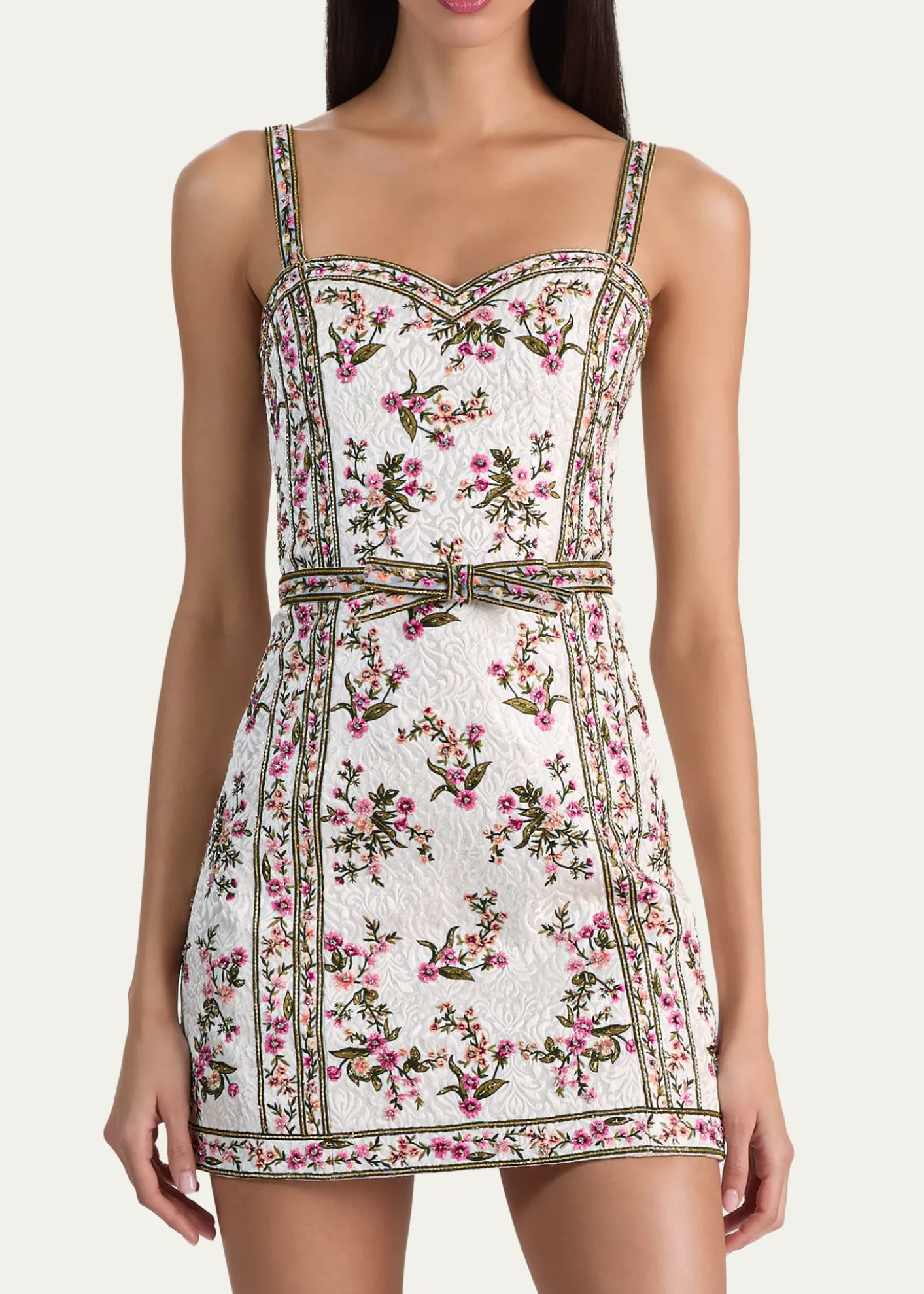 ALICE + OLIVIAKatia Embroidered Jacquard Mini Dress