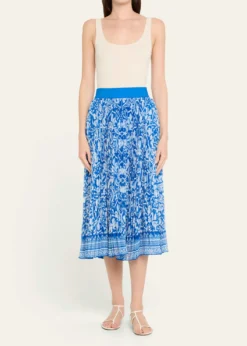 ALICE + OLIVIAKatz Pleated Midi Skirt