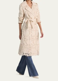 ALICE + OLIVIAKeith Eyelet Midi Trench Coat