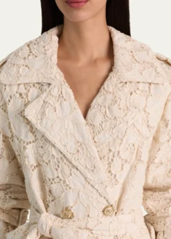 ALICE + OLIVIAKeith Eyelet Midi Trench Coat