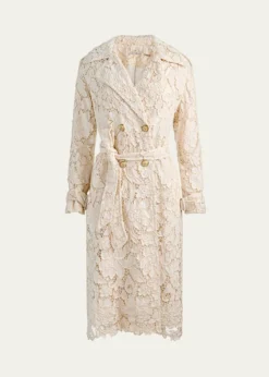 ALICE + OLIVIAKeith Eyelet Midi Trench Coat