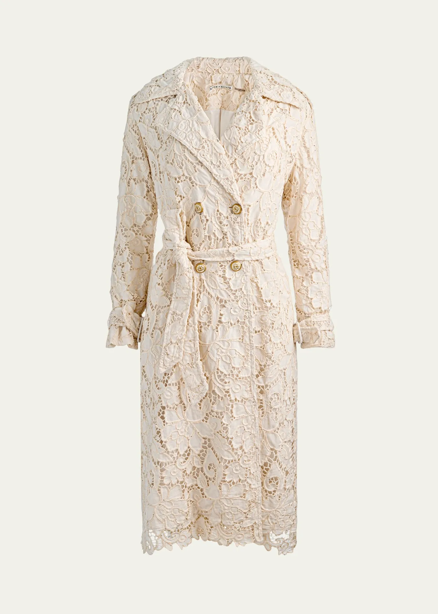 ALICE + OLIVIAKeith Eyelet Midi Trench Coat