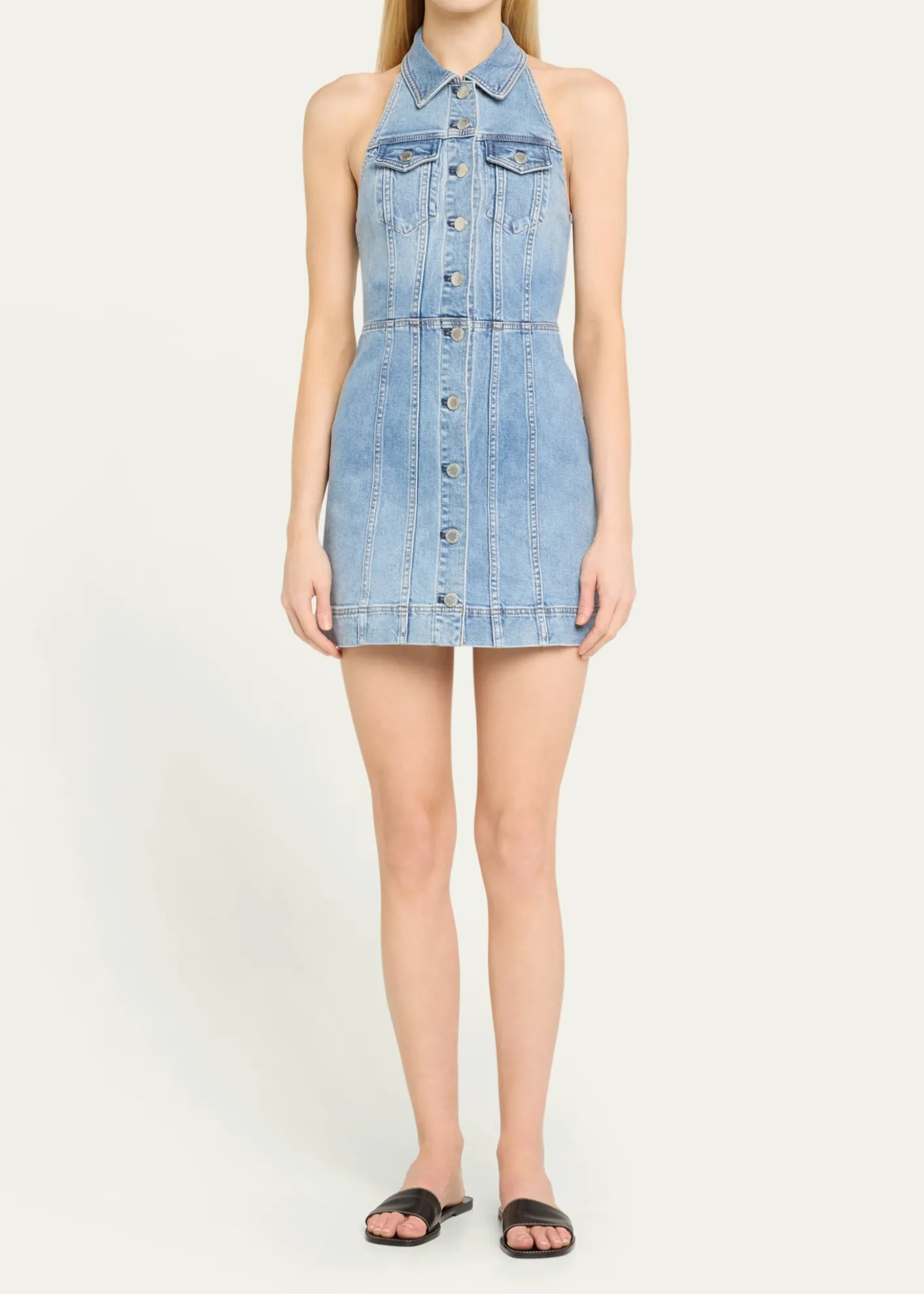 ALICE + OLIVIAKendall Denim Halter Mini Dress