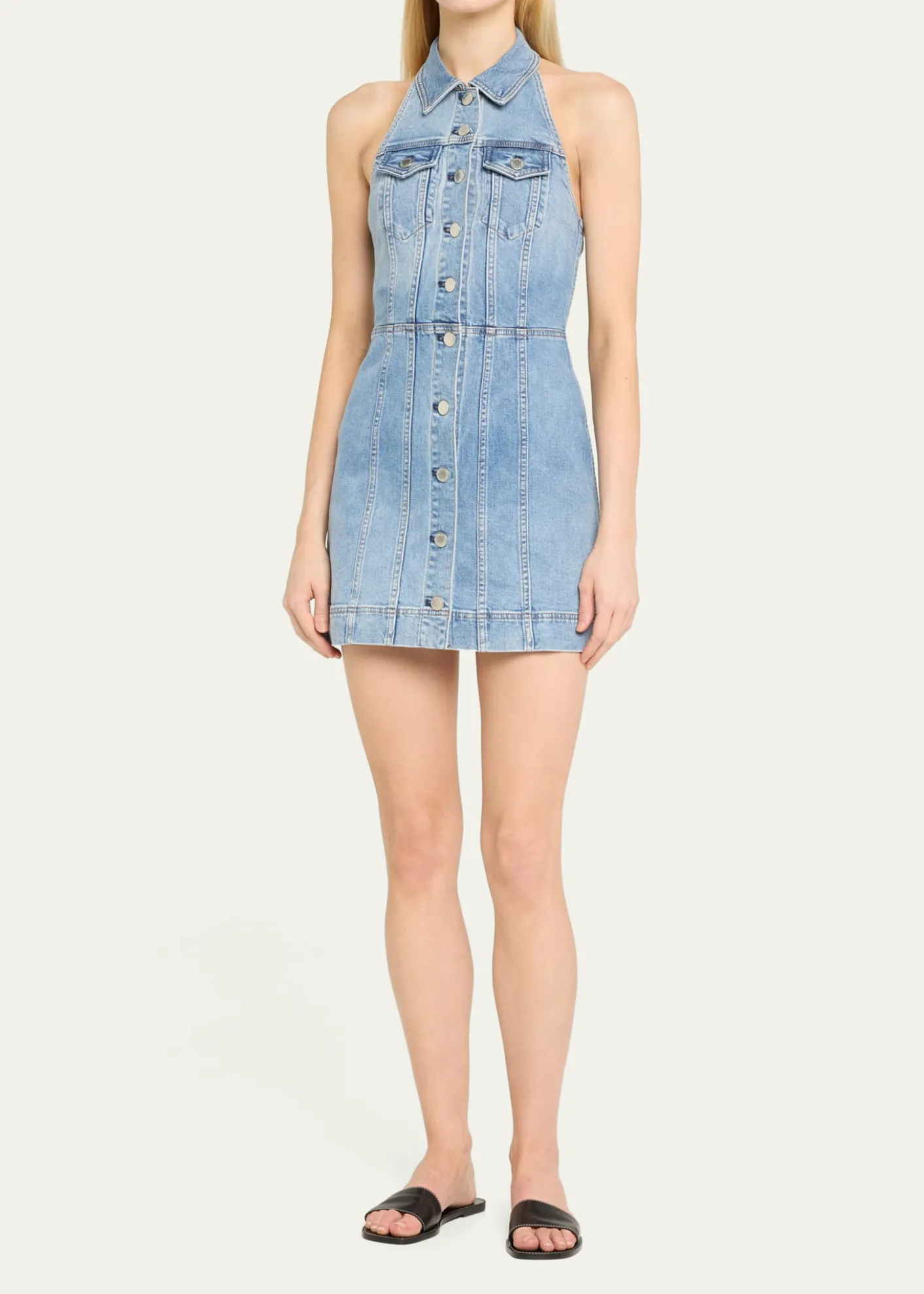 ALICE + OLIVIAKendall Denim Halter Mini Dress