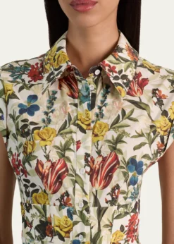 ALICE + OLIVIAKim Paneled Floral Mini Shirtdress
