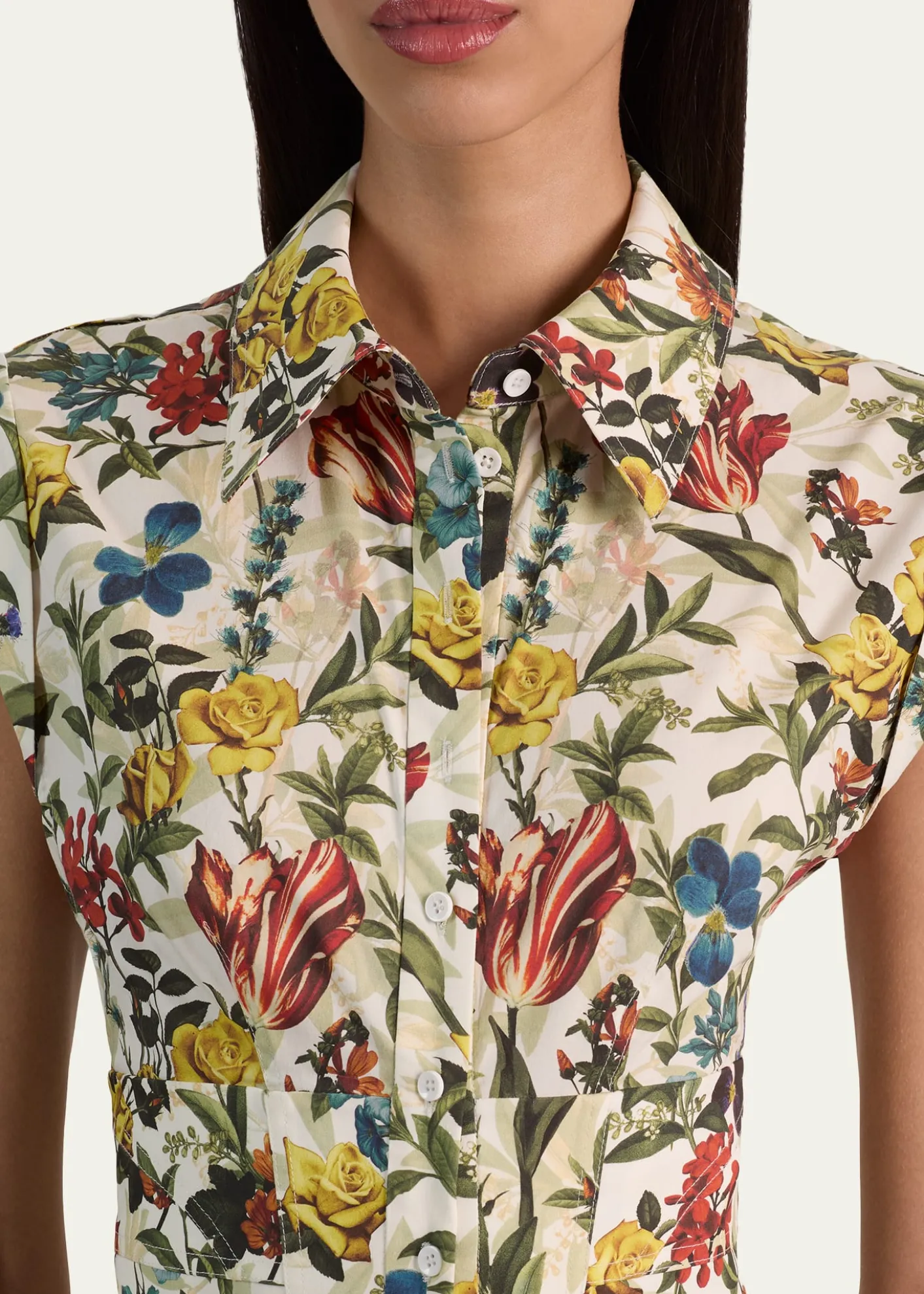 ALICE + OLIVIAKim Paneled Floral Mini Shirtdress