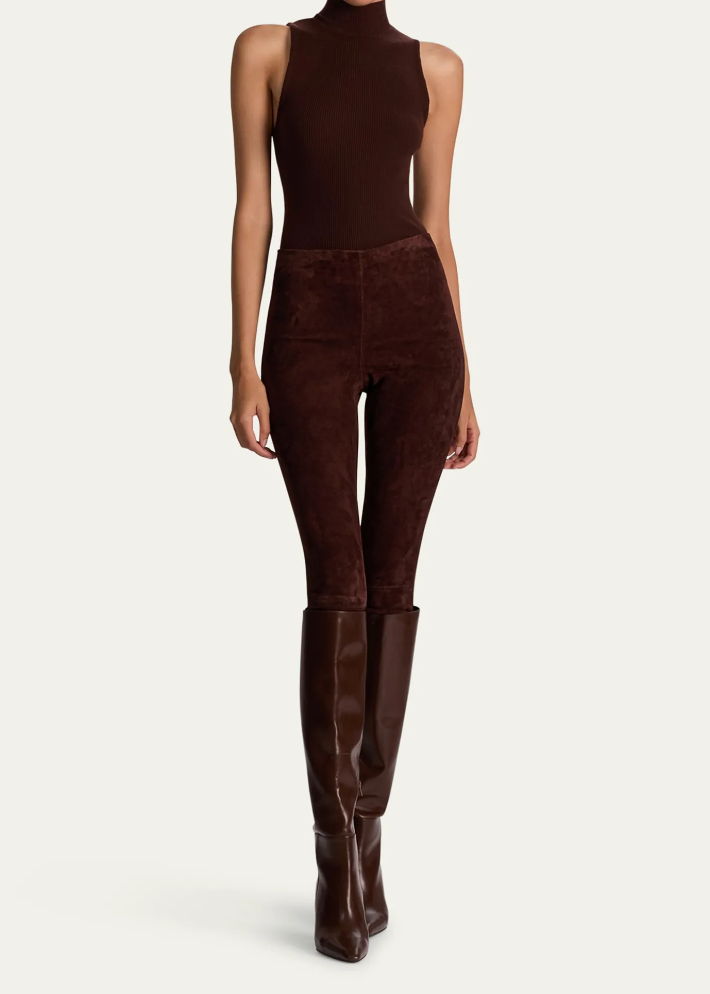 ALICE + OLIVIALennox Mid-Rise Suede Leggings