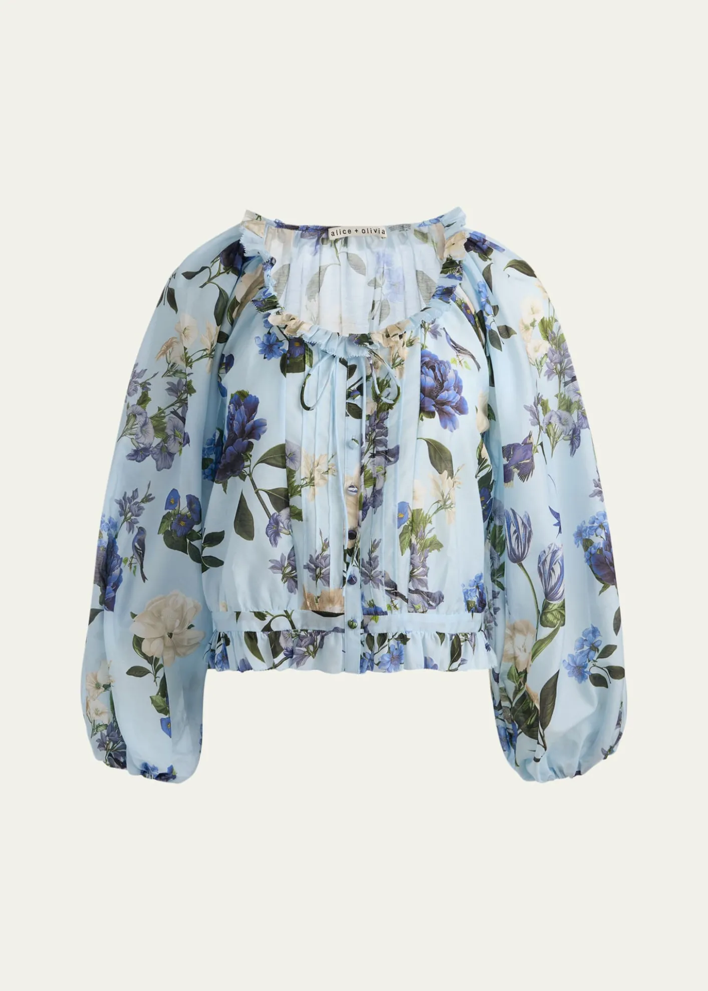 ALICE + OLIVIAMcLaine Cropped Button-Front Blouse