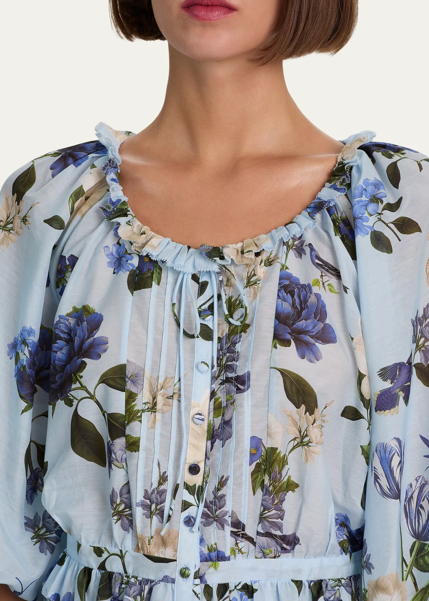 ALICE + OLIVIAMcLaine Cropped Button-Front Blouse