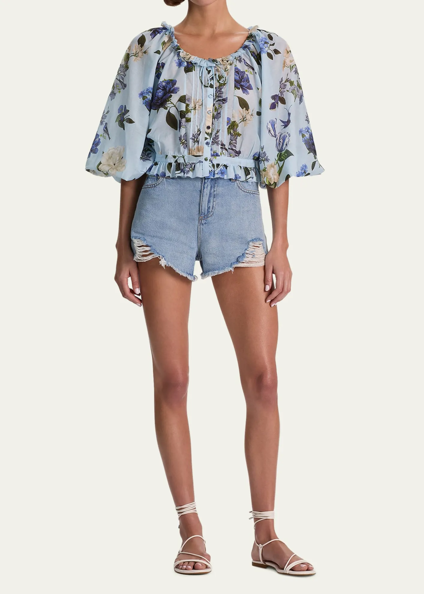 ALICE + OLIVIAMcLaine Cropped Button-Front Blouse