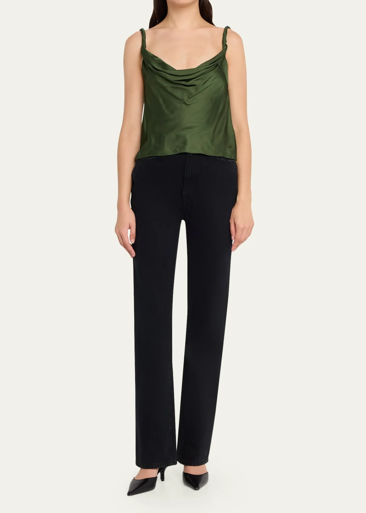 ALICE + OLIVIAMonique Twisted-Strap Satin Tank Top