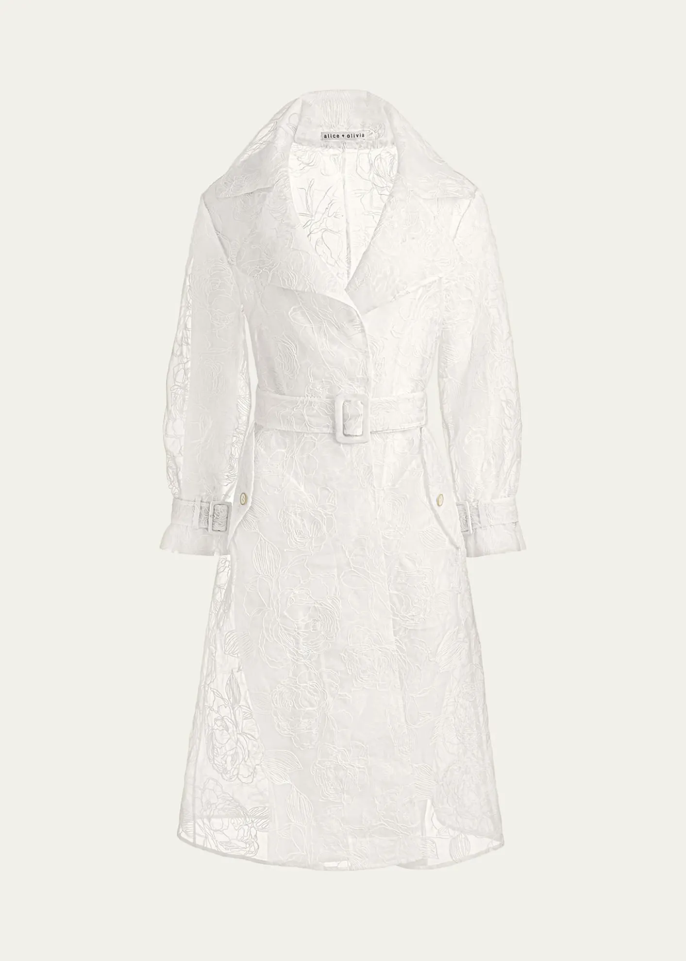 ALICE + OLIVIANevada Embroidered Sheer Trench Coat