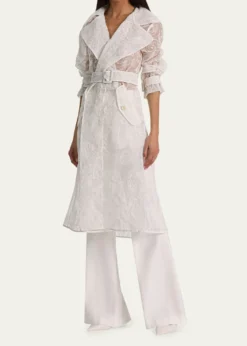 ALICE + OLIVIANevada Embroidered Sheer Trench Coat