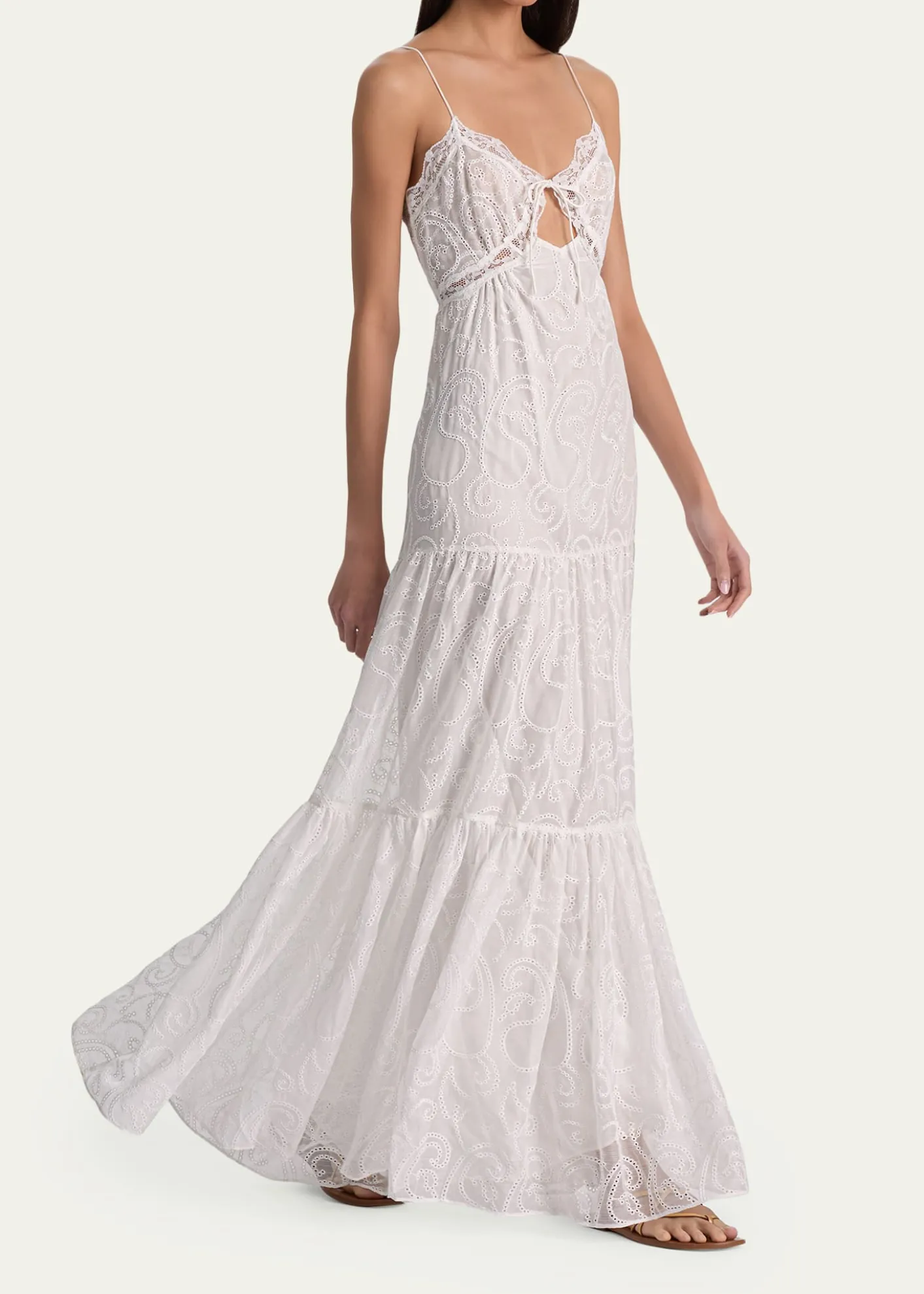 ALICE + OLIVIANicky Lace Tiered Maxi Dress