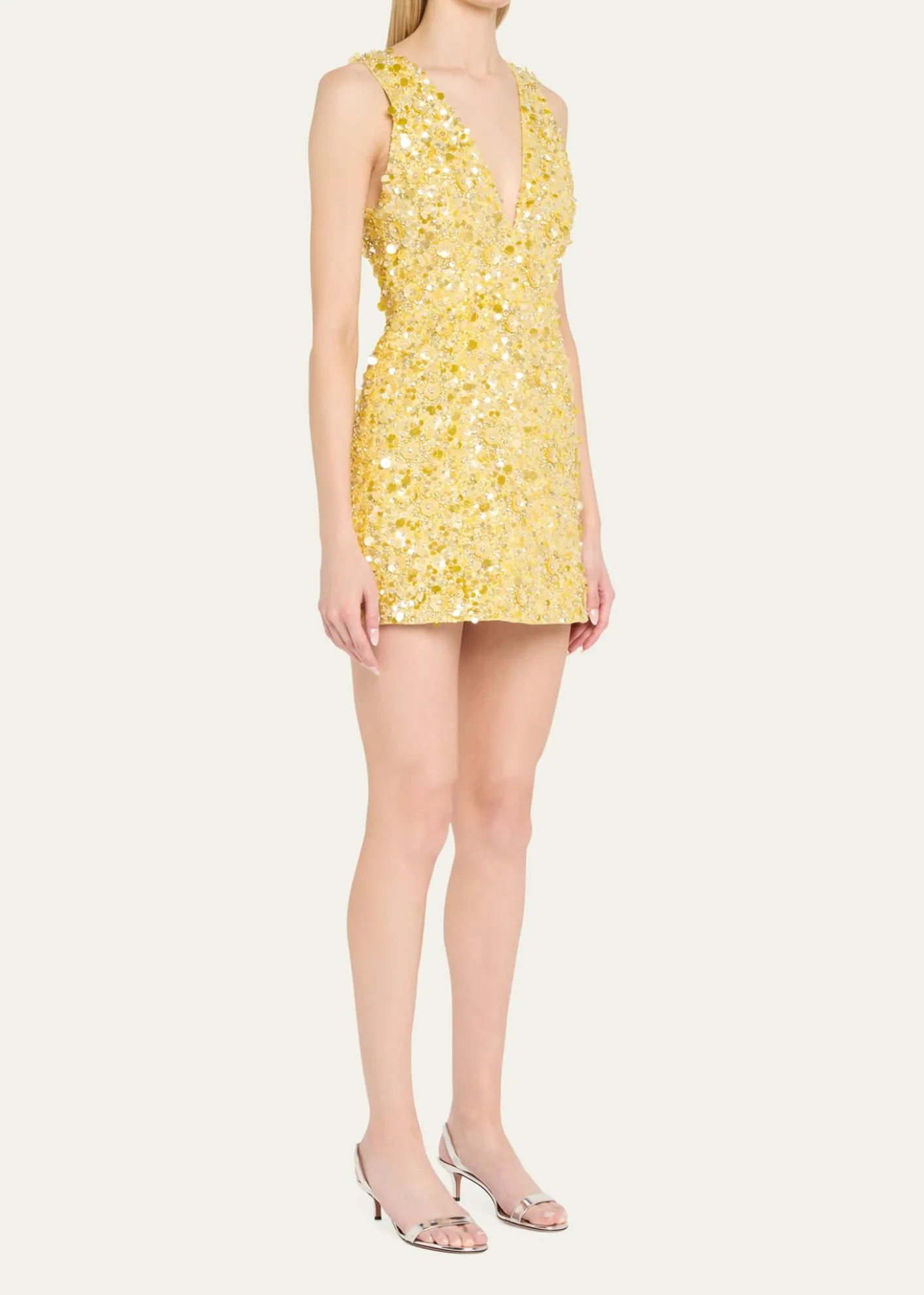 ALICE + OLIVIATatum Embellished Deep V Lantern Skirt Mini Gown