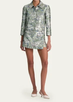ALICE + OLIVIAWeston Metallic Jacquard Cropped Jacket