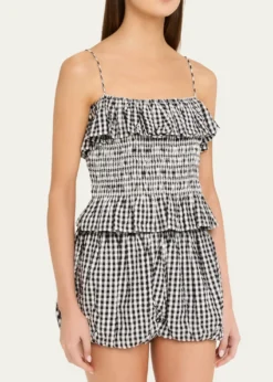 Alix of BohemiaClara Gingham Seersucker Top