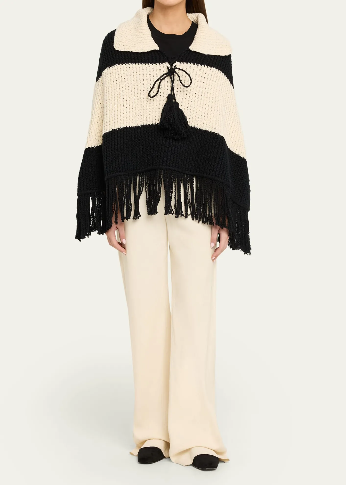 Alix of BohemiaFaune Knit Fringe Cape