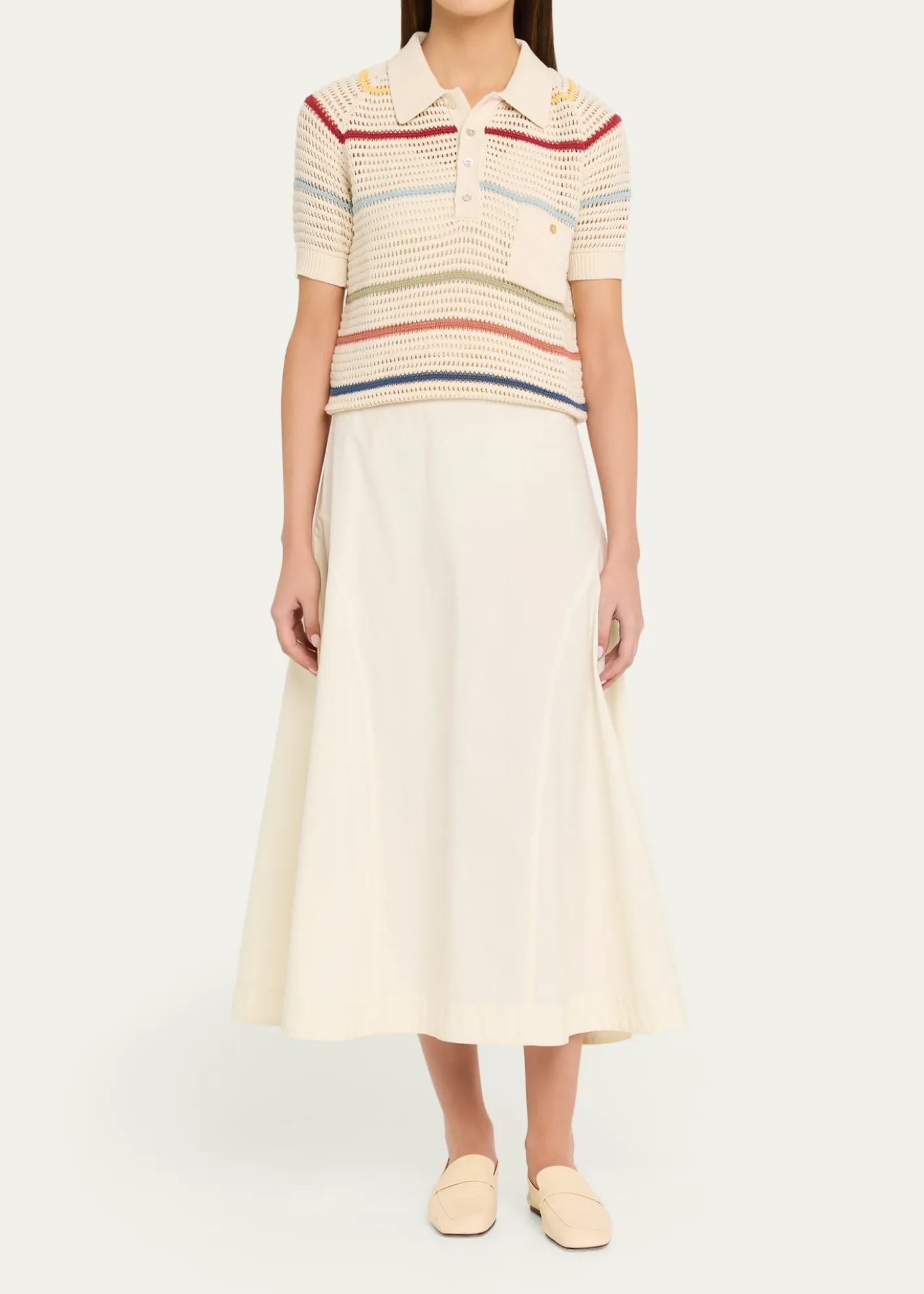 Alix of BohemiaLessi Stripe Crochet Polo Top