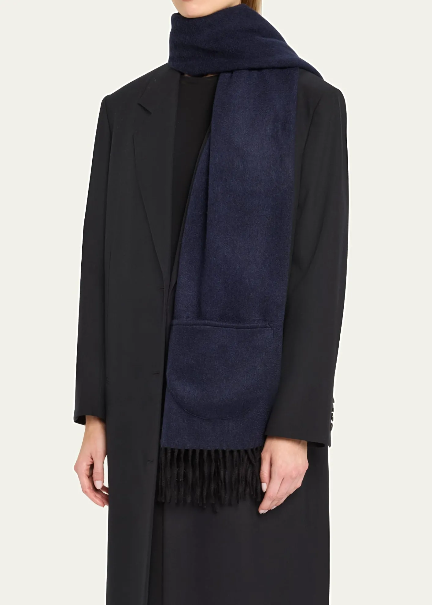 AlonpiCashmere Fringe Trim Pocket Scarf