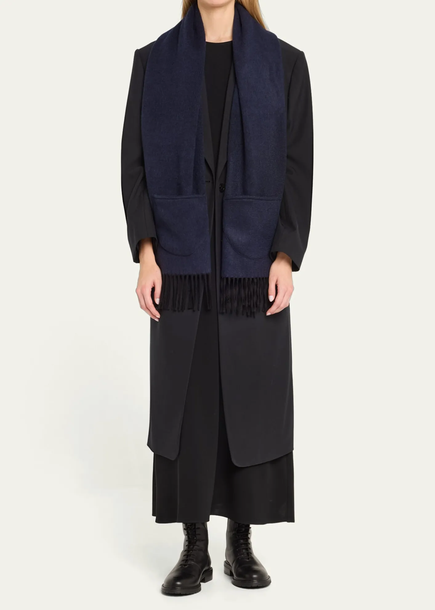 AlonpiCashmere Fringe Trim Pocket Scarf