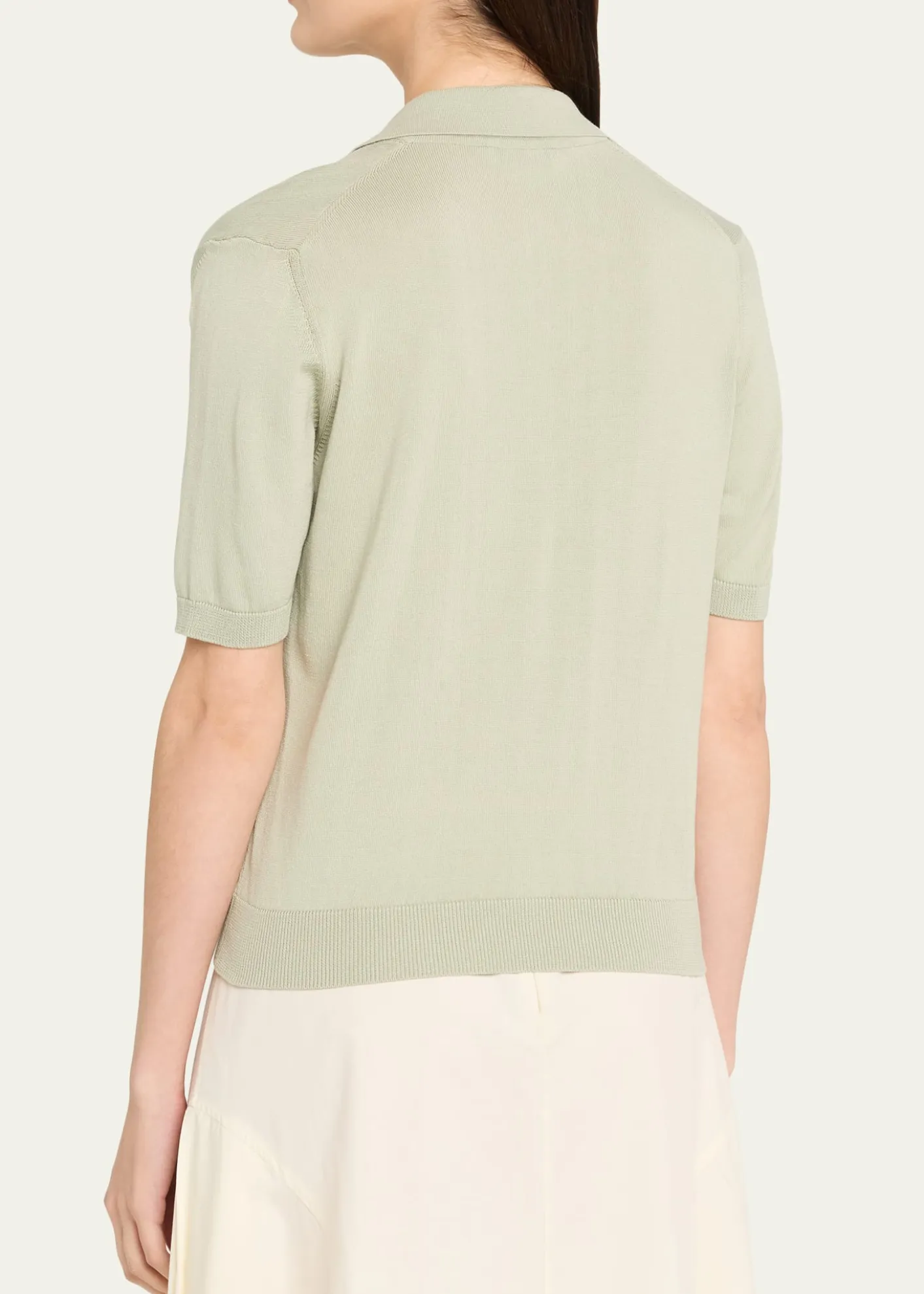 AltuzarraCotton-Silk Short-Sleeve Polo Sweater