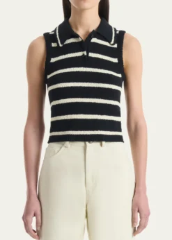 AltuzarraElmer Striped Knit Sleeveless Polo Top