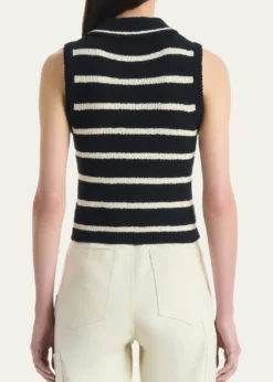 AltuzarraElmer Striped Knit Sleeveless Polo Top